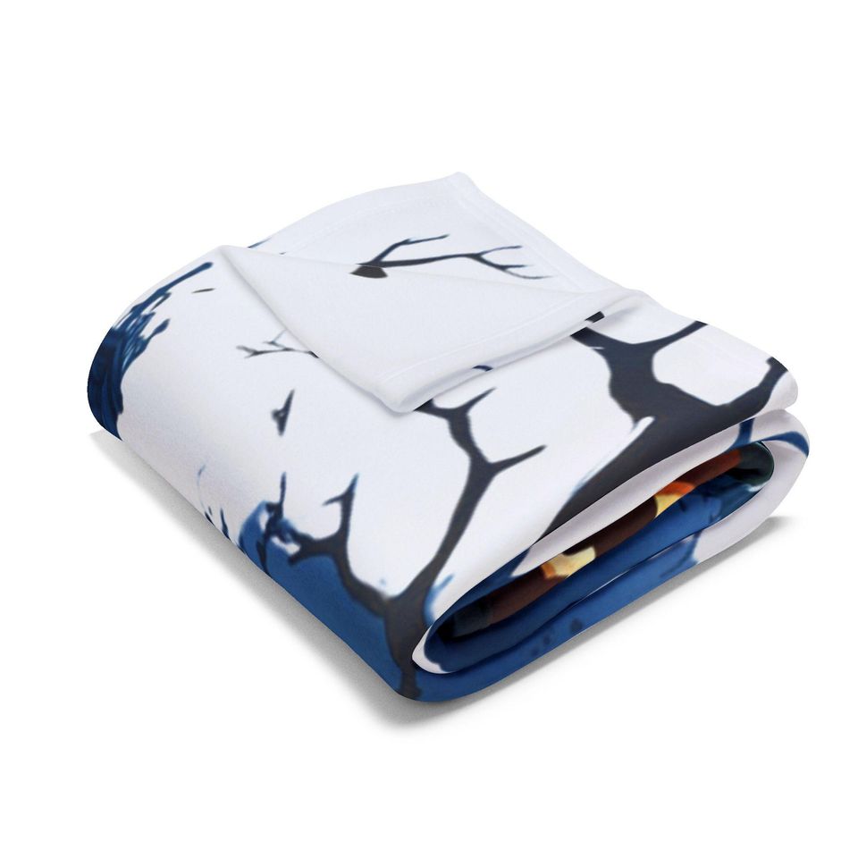 Haunted House Halloween Fleece Blanket: Spooky Ghost & Pumpkin Throw