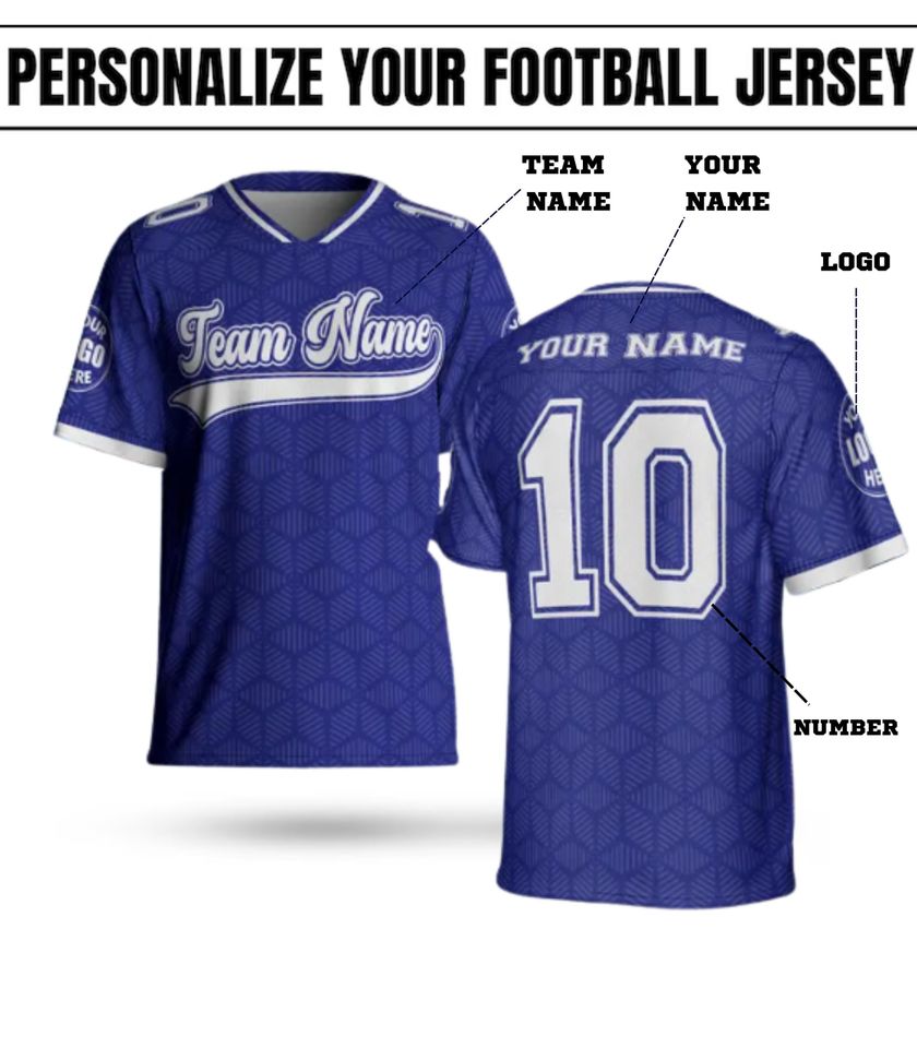 Personalized Football Jersey Unisex T Shirt: Custom Team Name & Number