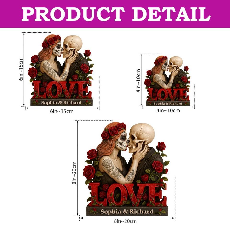 Personalized Gothic Couple Statue Gift, Dark Romantic Decor, Custom Anniversary Sculpture