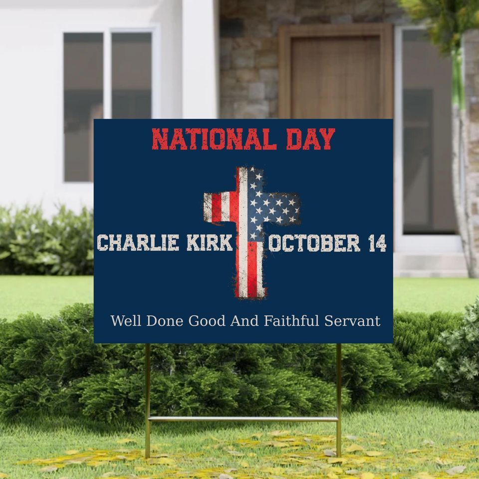 Charlie Kirk National Day Patriot Yard Sign - Resist Fascism, Promote Freedom