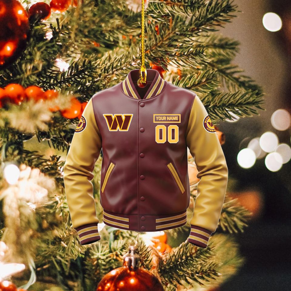 Washington Commanders Varsity Jacket Ornament, Personalized football Christmas Gift