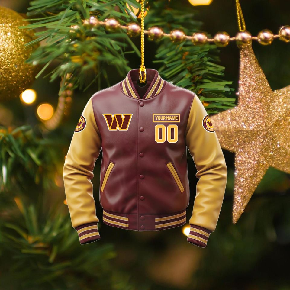 Washington Commanders Varsity Jacket Ornament, Personalized football Christmas Gift