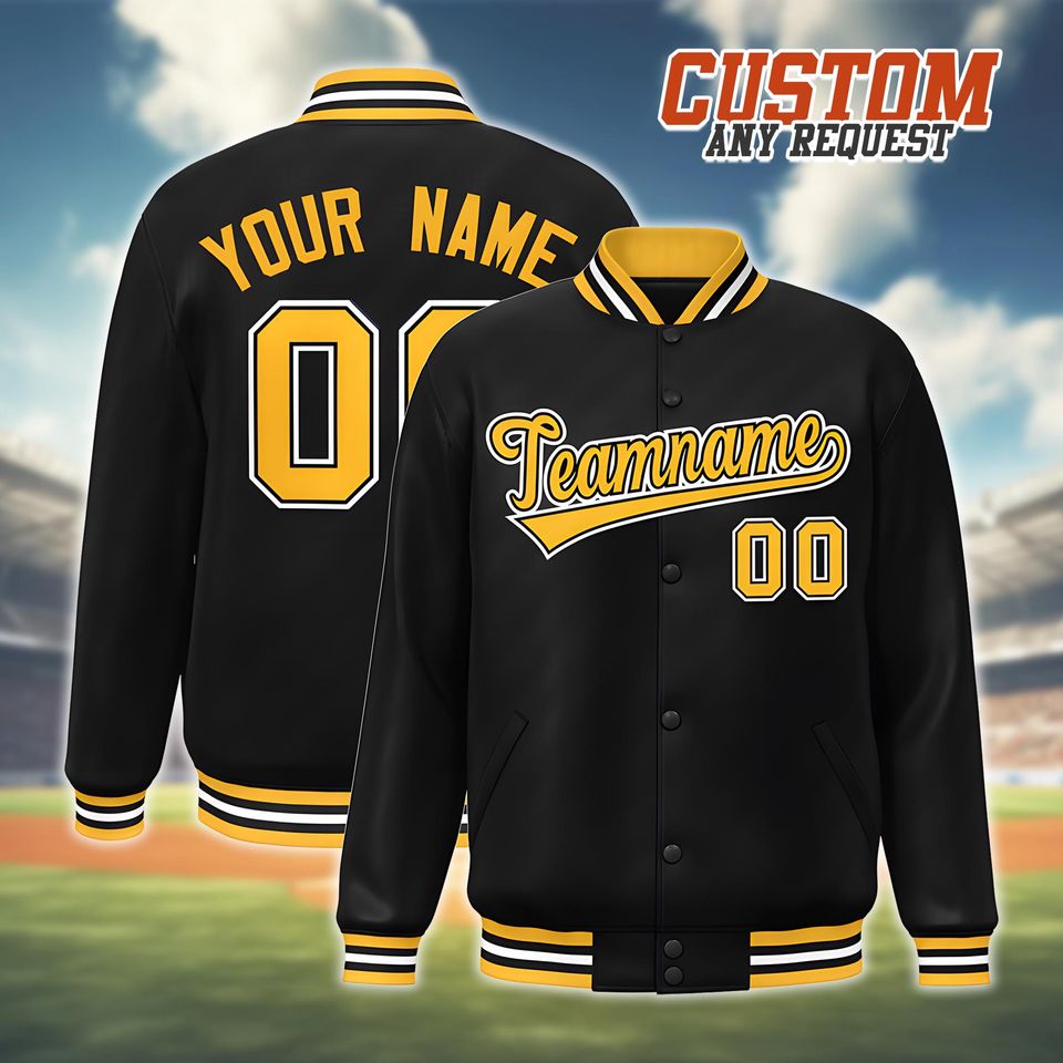 Custom Colorful Varsity Baseball Jacket, Personalized Team Name & Number Letterman Bomber Gift for Him Her.