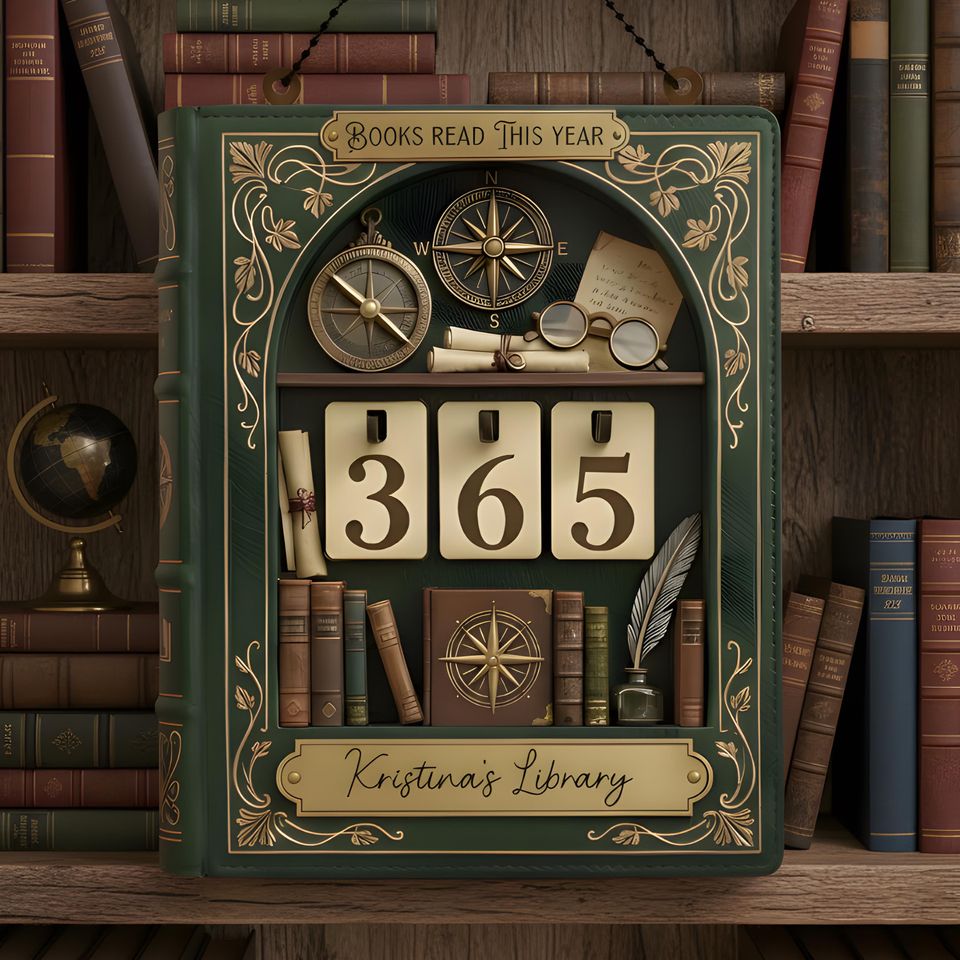 Personalized Retro Book Shaped Book Tracker Sign, Custom Name Reading Counter, Vintage Book Lover Home Decor