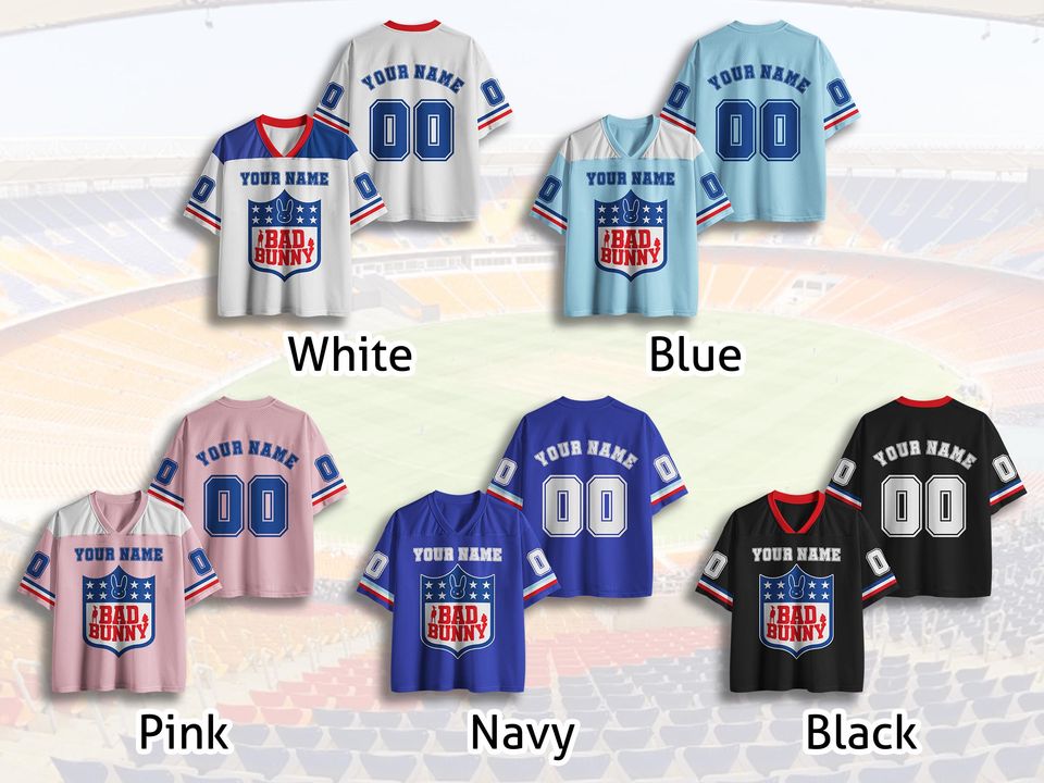 Custom Benito Puerto Rico Football Jerseys,Boricua Benito Bowl LX Halftime 2026 Jersey,V-Neck Top Jerseys Gift for Aldult Youth Toddler
