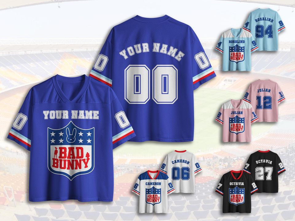 Custom Benito Puerto Rico Football Jerseys,Boricua Benito Bowl LX Halftime 2026 Jersey,V-Neck Top Jerseys Gift for Aldult Youth Toddler