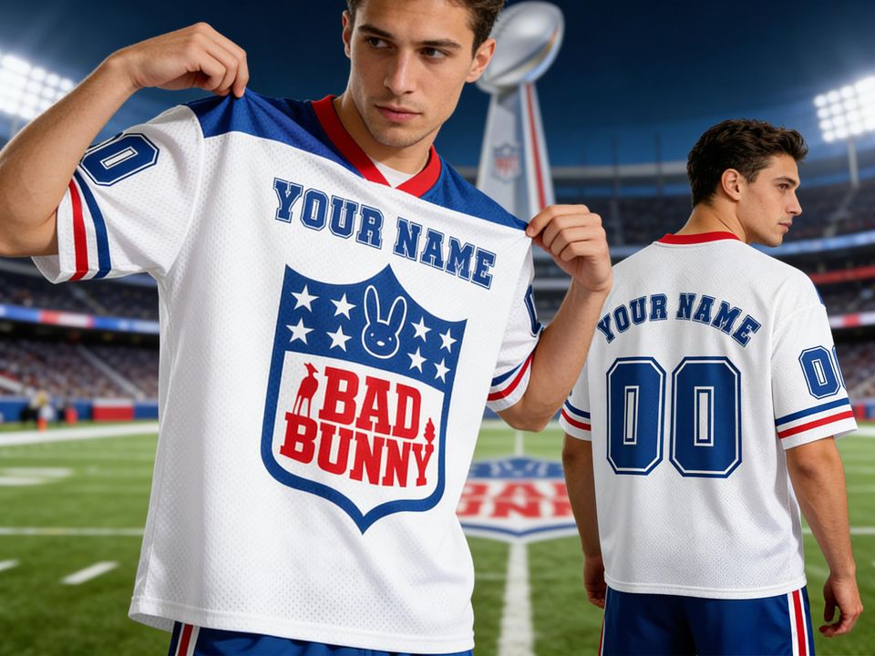 Custom Benito Puerto Rico Football Jerseys,Boricua Benito Bowl LX Halftime 2026 Jersey,V-Neck Top Jerseys Gift for Aldult Youth Toddler