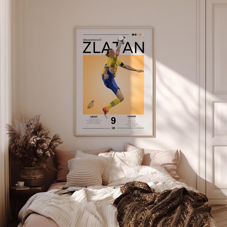 Zlatan Ibrahimovi Retro Soccer Poster: Swedish Legend, AC Milan Fan Art
