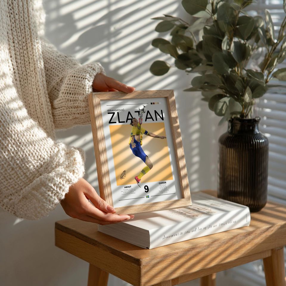 Zlatan Ibrahimovi Retro Soccer Poster: Swedish Legend, AC Milan Fan Art