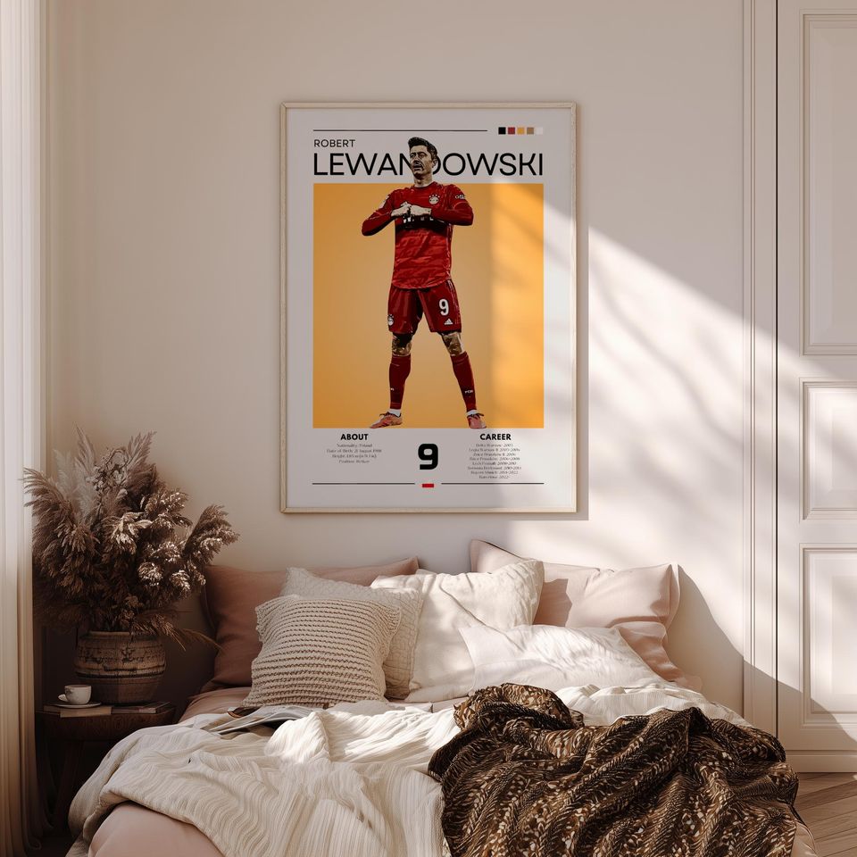 Robert Lewandowski Retro Poster: Bayern Munich Wall Art