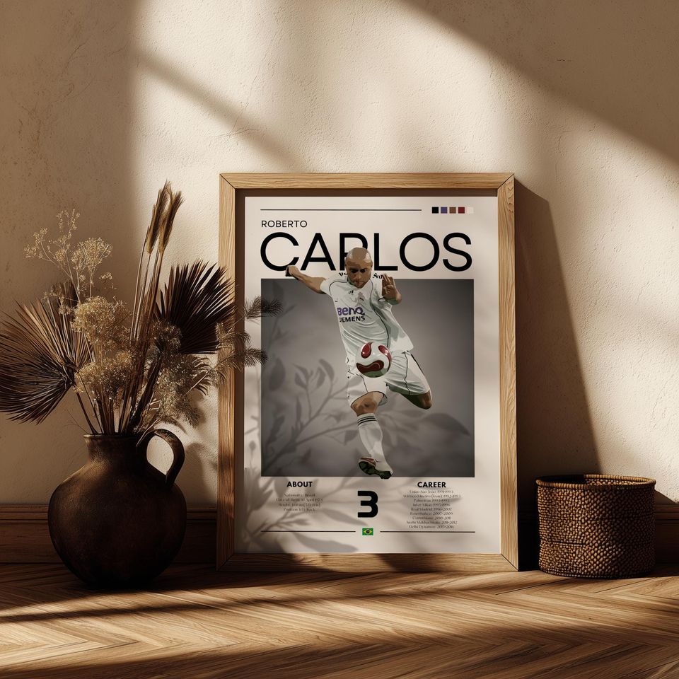 Roberto Carlos - Real Madrid Legend - Retro Football Art Print