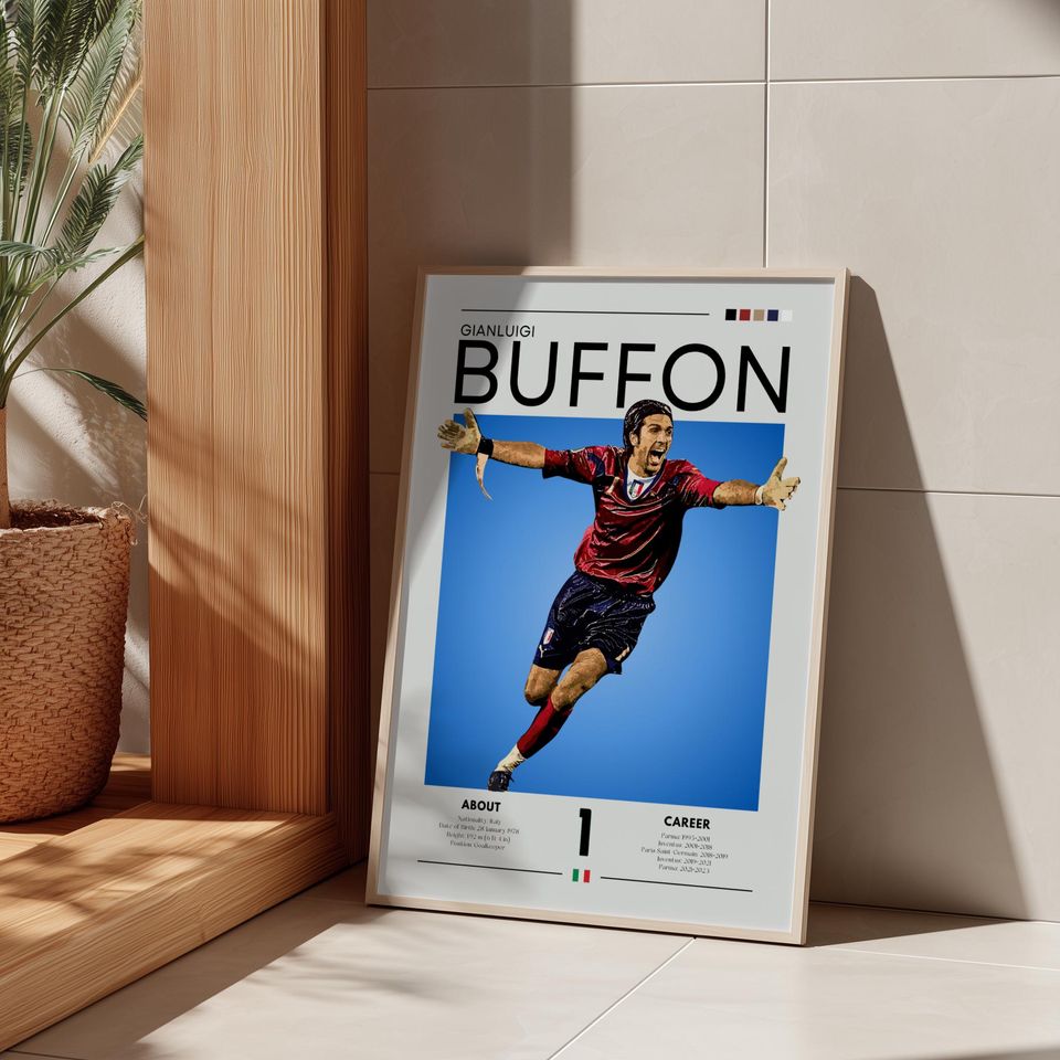 Gianluigi Buffon Poster: Retro Italy Soccer Print - Azzurri Fan Gift