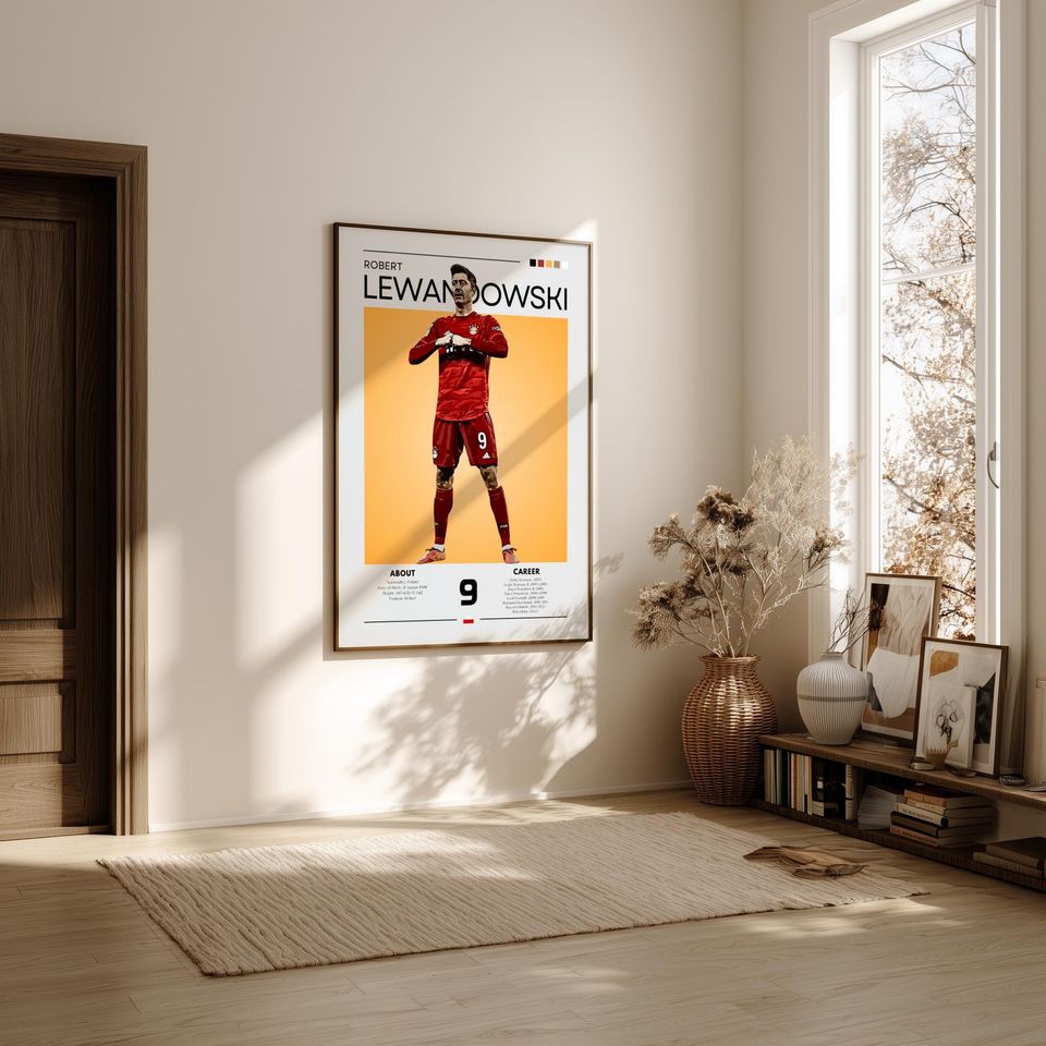 Robert Lewandowski Retro Poster: Bayern Munich Wall Art