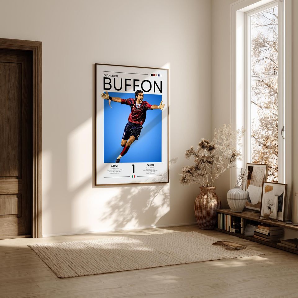 Gianluigi Buffon Poster: Retro Italy Soccer Print - Azzurri Fan Gift