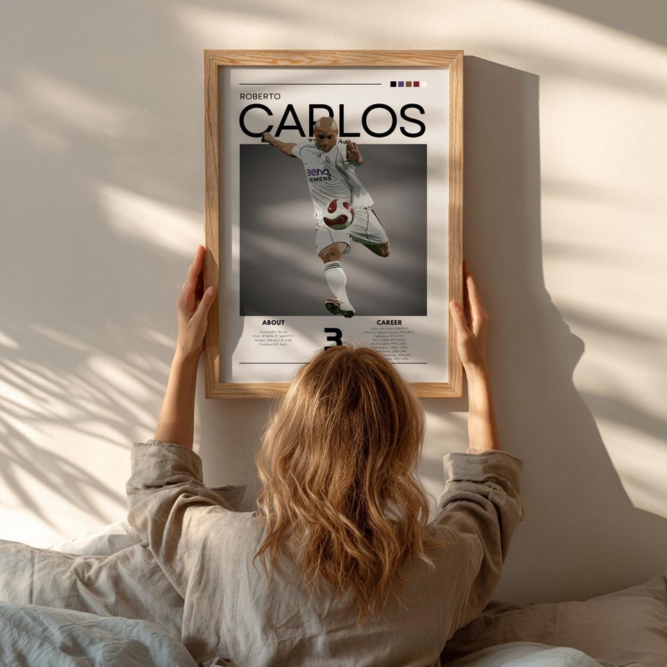 Roberto Carlos - Real Madrid Legend - Retro Football Art Print
