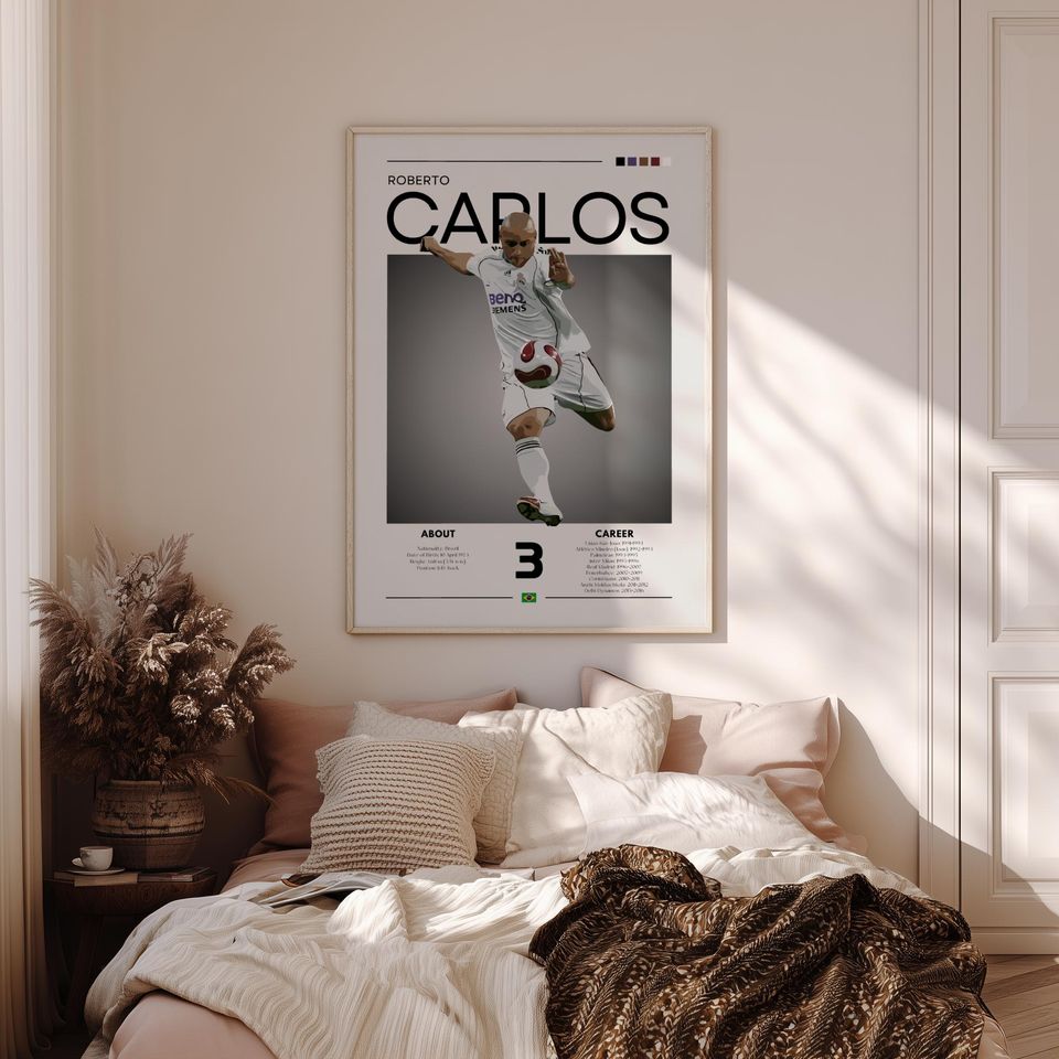 Roberto Carlos - Real Madrid Legend - Retro Football Art Print