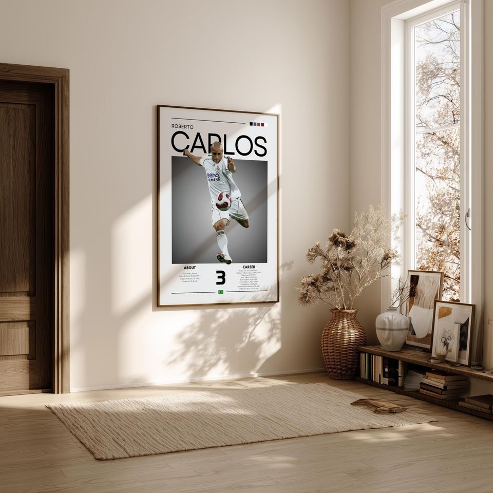 Roberto Carlos - Real Madrid Legend - Retro Football Art Print