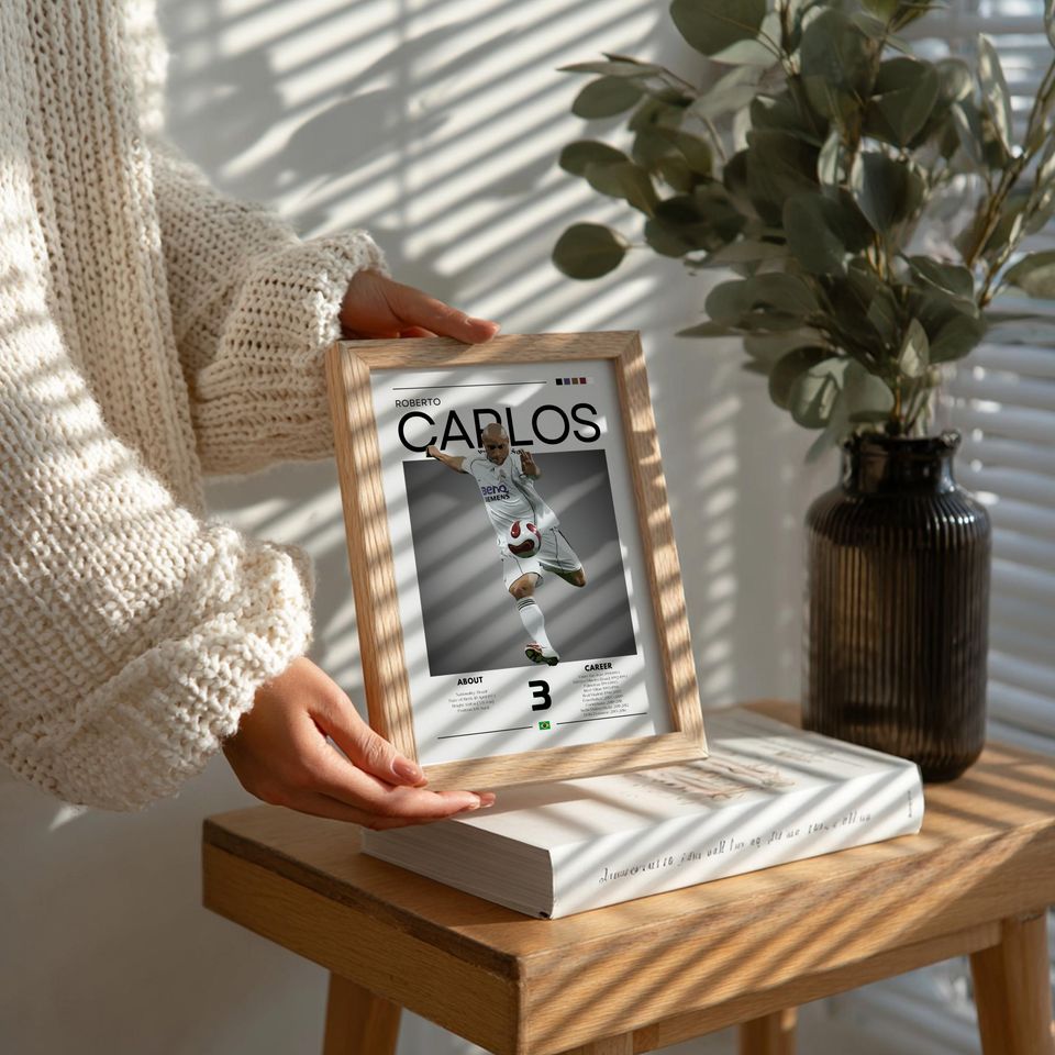 Roberto Carlos - Real Madrid Legend - Retro Football Art Print