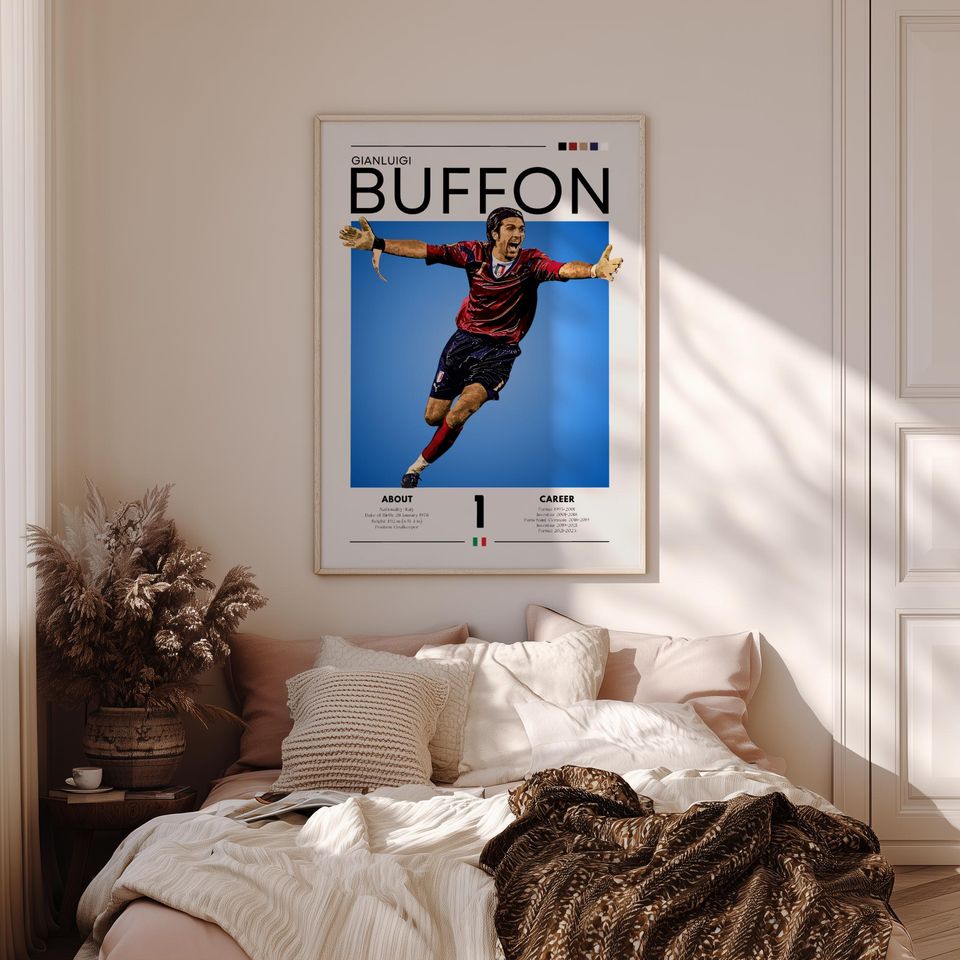 Gianluigi Buffon Poster: Retro Italy Soccer Print - Azzurri Fan Gift
