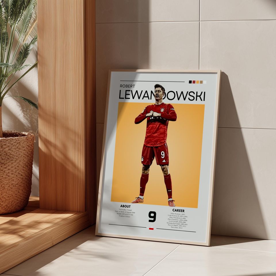 Robert Lewandowski Retro Poster: Bayern Munich Wall Art