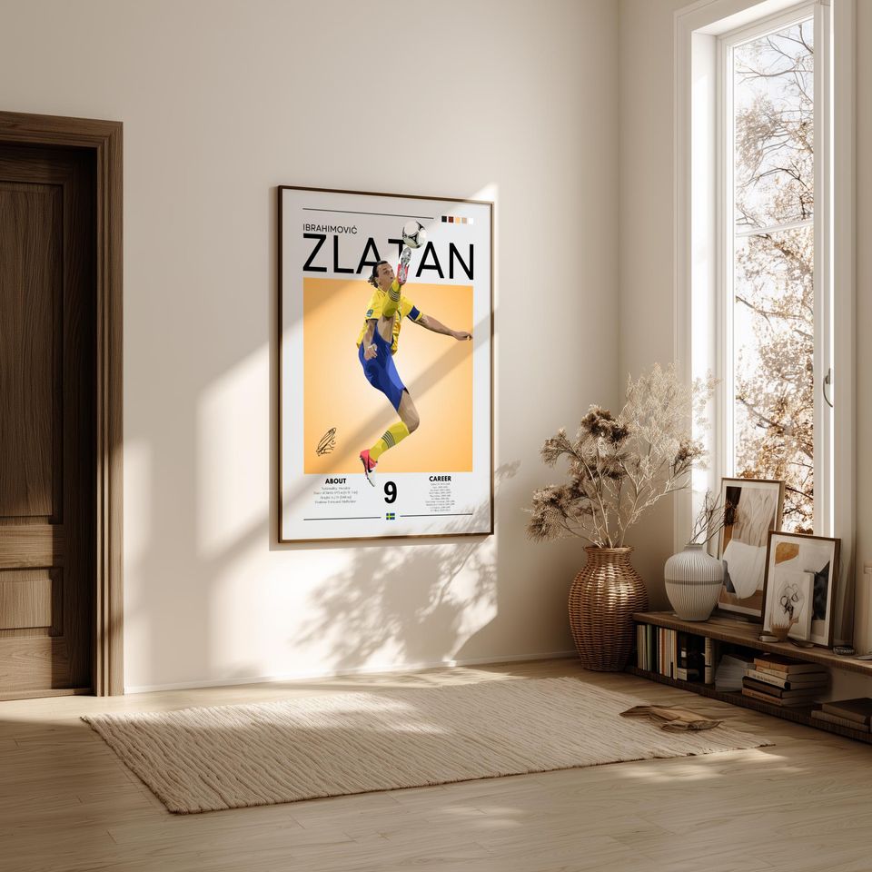 Zlatan Ibrahimovi Retro Soccer Poster: Swedish Legend, AC Milan Fan Art