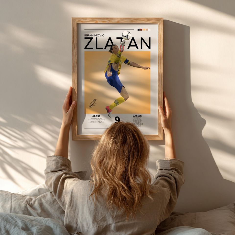 Zlatan Ibrahimovi Retro Soccer Poster: Swedish Legend, AC Milan Fan Art
