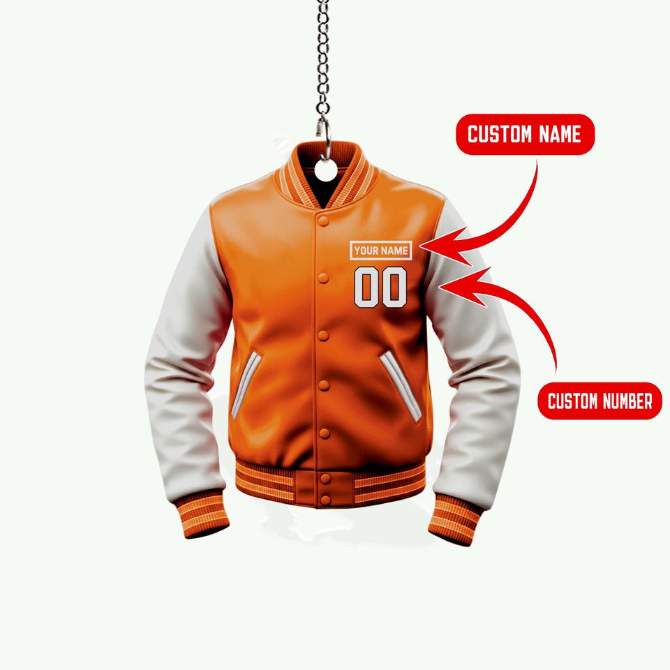 Denver football Varsity Jacket Ornament  Personalized Name & Number  Custom Football Christmas Ornament  Fan Gift 2025  Acrylic Ornament