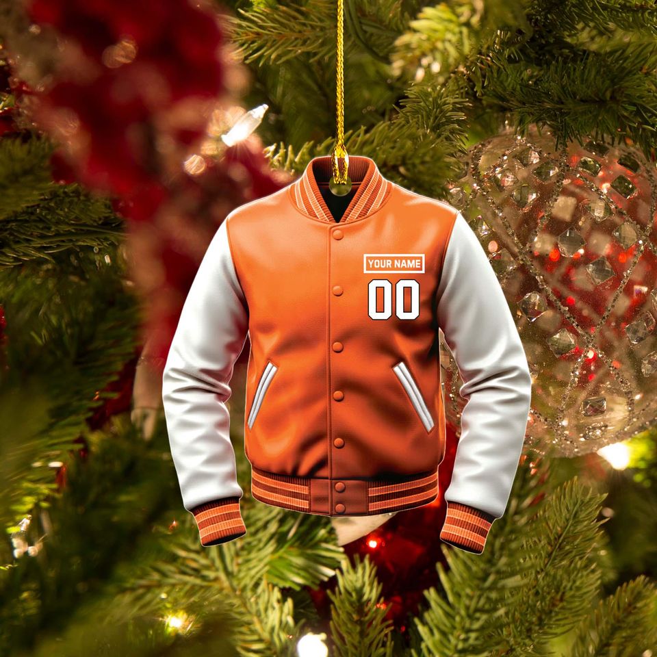 Denver football Varsity Jacket Ornament  Personalized Name & Number  Custom Football Christmas Ornament  Fan Gift 2025  Acrylic Ornament