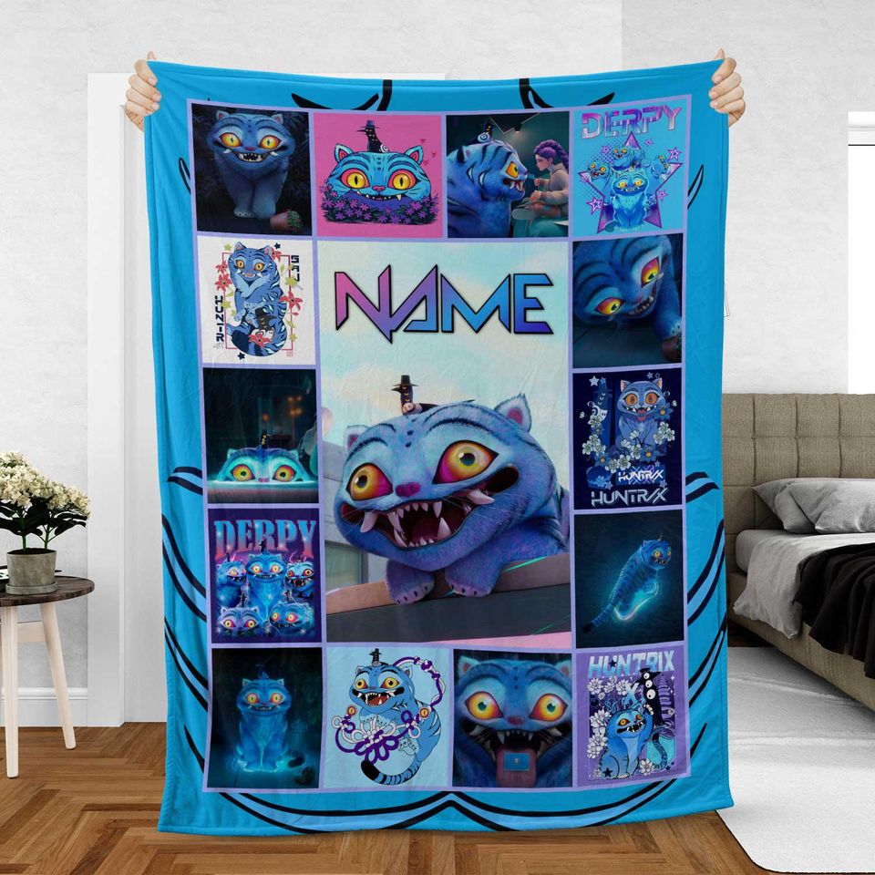Blue Derpy Tiger Blanket, KPop Funny Animal Character Gift