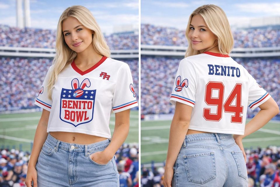 Oversized Benito 94 Mesh Croptop Jersey, Half Time Show Mesh Croptop Jersey for Women