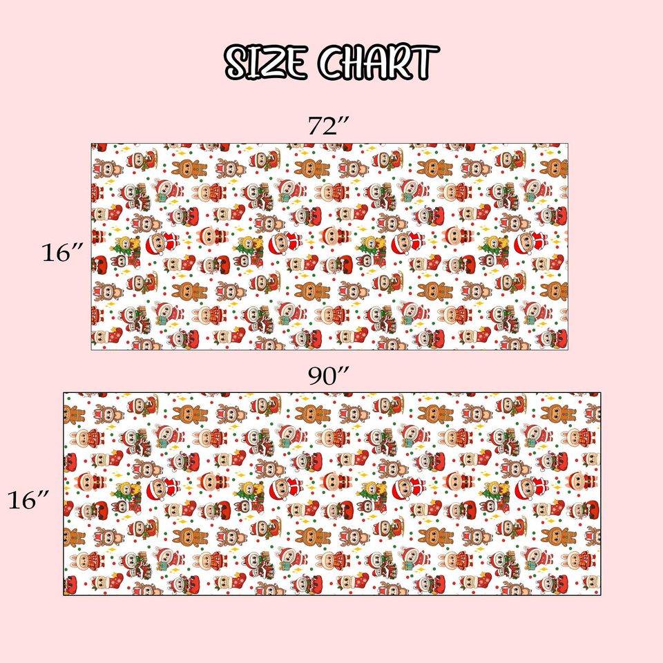 Labubu Christmas Table Runner, Funny Holiday Dining Decor, Kawaii Gingerbread Runner, Festive Kitchen Decoration