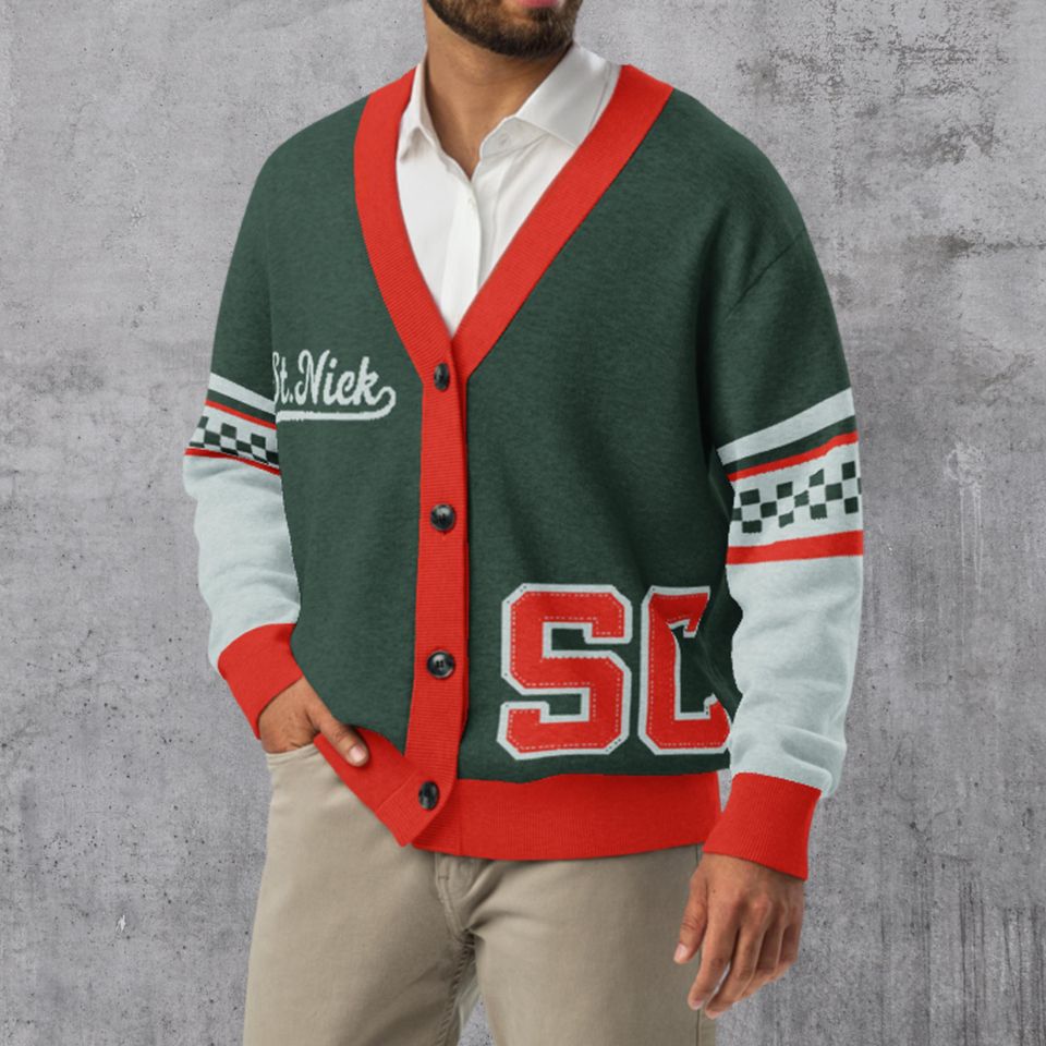 St. Nick Letterman Cardigan  North Pole Sled Team