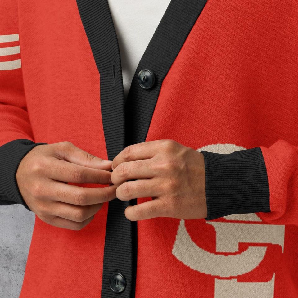 San Francisco Red and Black Letterman Cardigan