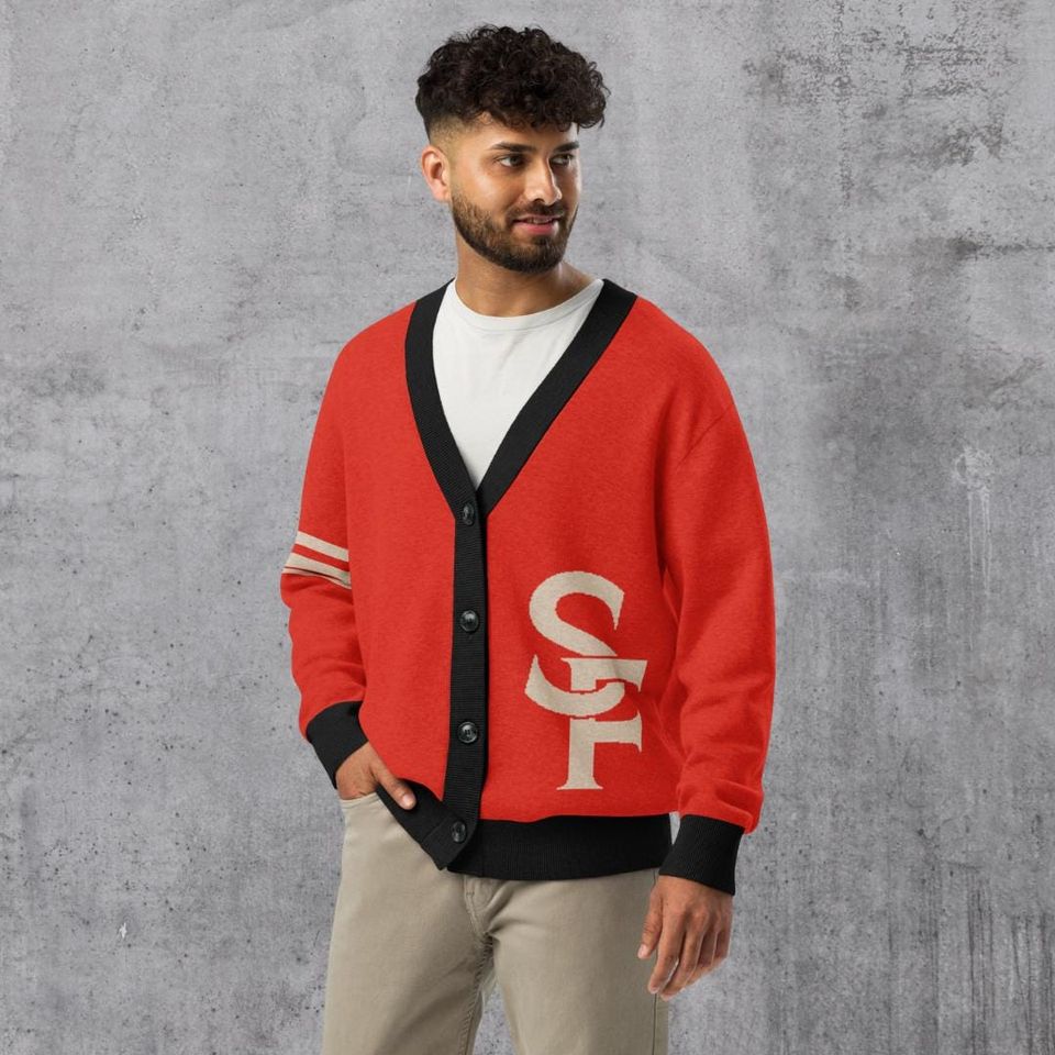 San Francisco Red and Black Letterman Cardigan