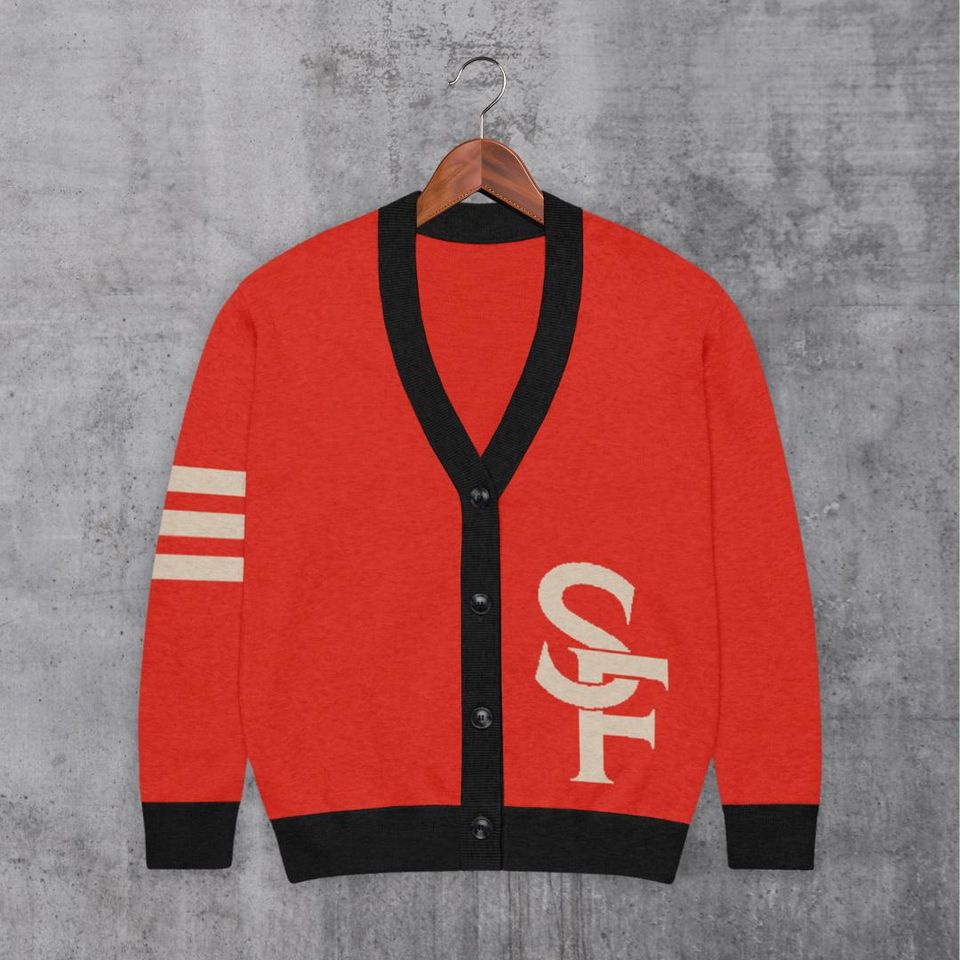San Francisco Red and Black Letterman Cardigan