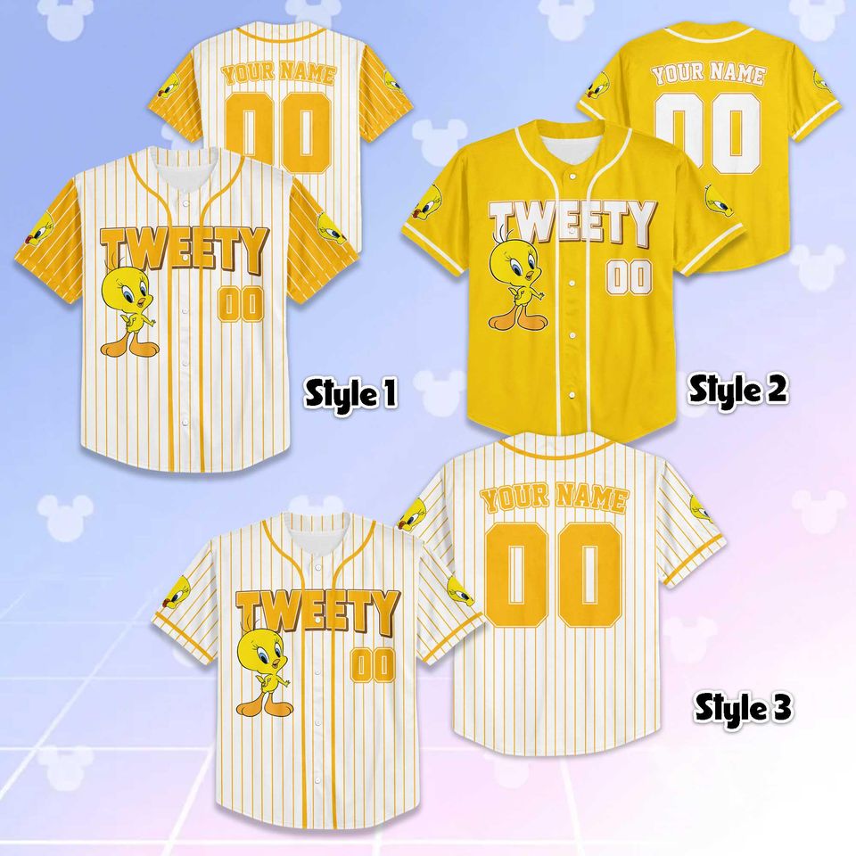 Custom Tweety Bird Baseball Jersey, Looney Tunes Team Outfit