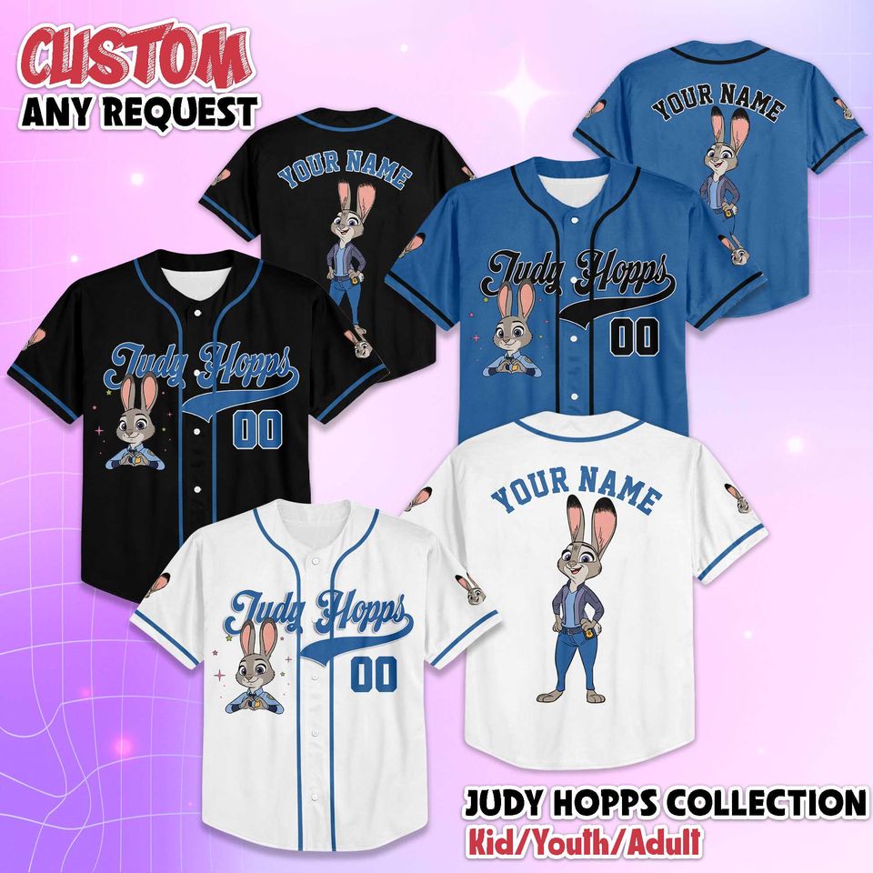 Personalized Judy Hopps Baseball Jersey, Custom Zootopia 2 Baseball Shirt