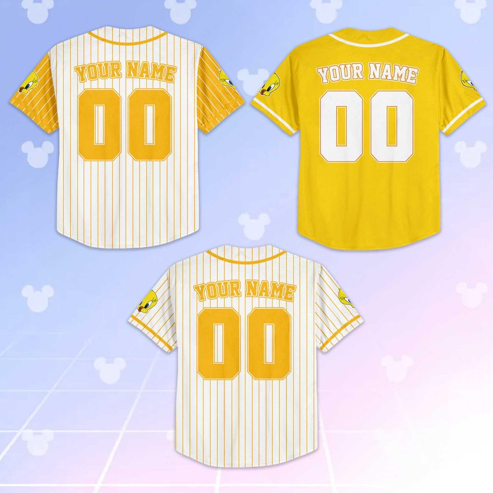 Custom Tweety Bird Baseball Jersey, Looney Tunes Team Outfit