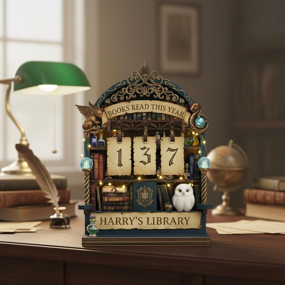 Personalized Potter Inspired Book Read Tracker, Hogwarts Library Reading Counter