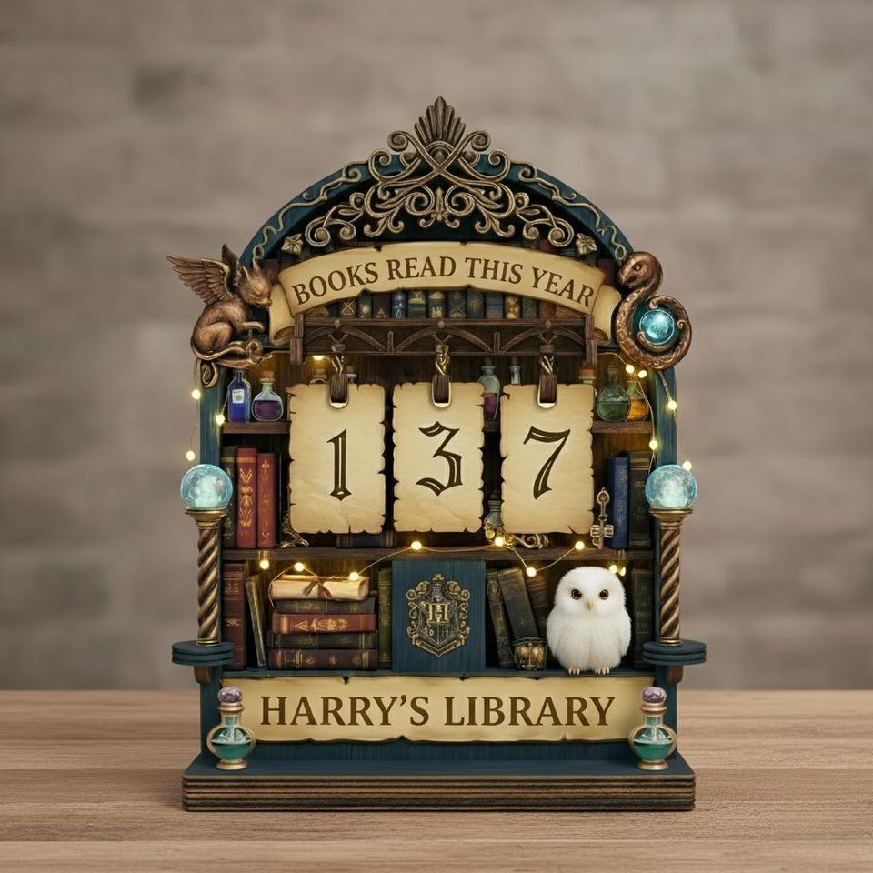 Personalized Potter Inspired Book Read Tracker, Hogwarts Library Reading Counter