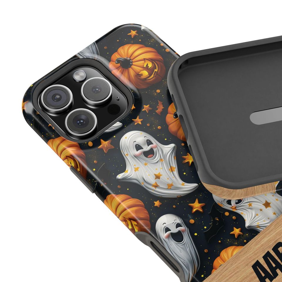 Personalized Halloween iPhone Case: Spooky Ghosts, Pumpkins, MagSafe Tough Cover