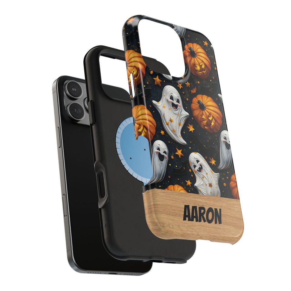 Personalized Halloween iPhone Case: Spooky Ghosts, Pumpkins, MagSafe Tough Cover