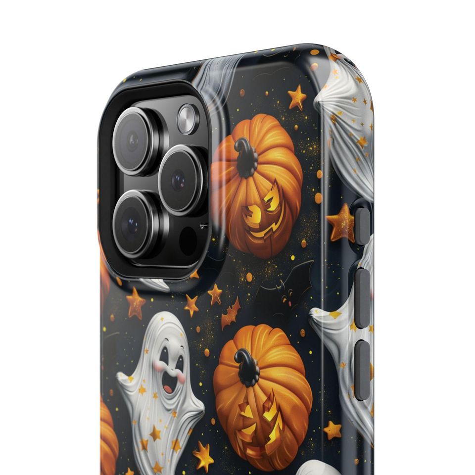 Personalized Halloween iPhone Case: Spooky Ghosts, Pumpkins, MagSafe Tough Cover