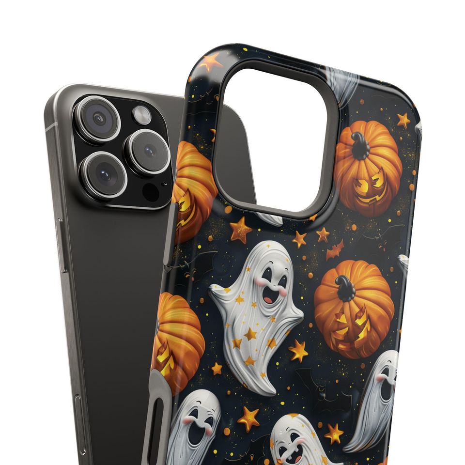 Personalized Halloween iPhone Case: Spooky Ghosts, Pumpkins, MagSafe Tough Cover