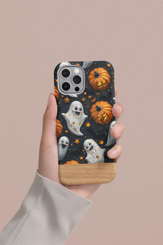 Personalized Halloween iPhone Case: Spooky Ghosts, Pumpkins, MagSafe Tough Cover