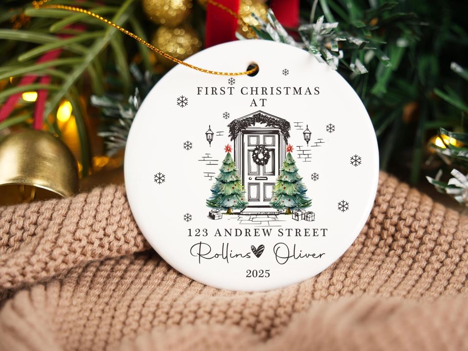 Personalized Christmas Ornaments,Custom Hanging Christmas Ornaments,Personalised New Home Bauble,Ceramic Xmas Tree Decoration,Christmas Gift