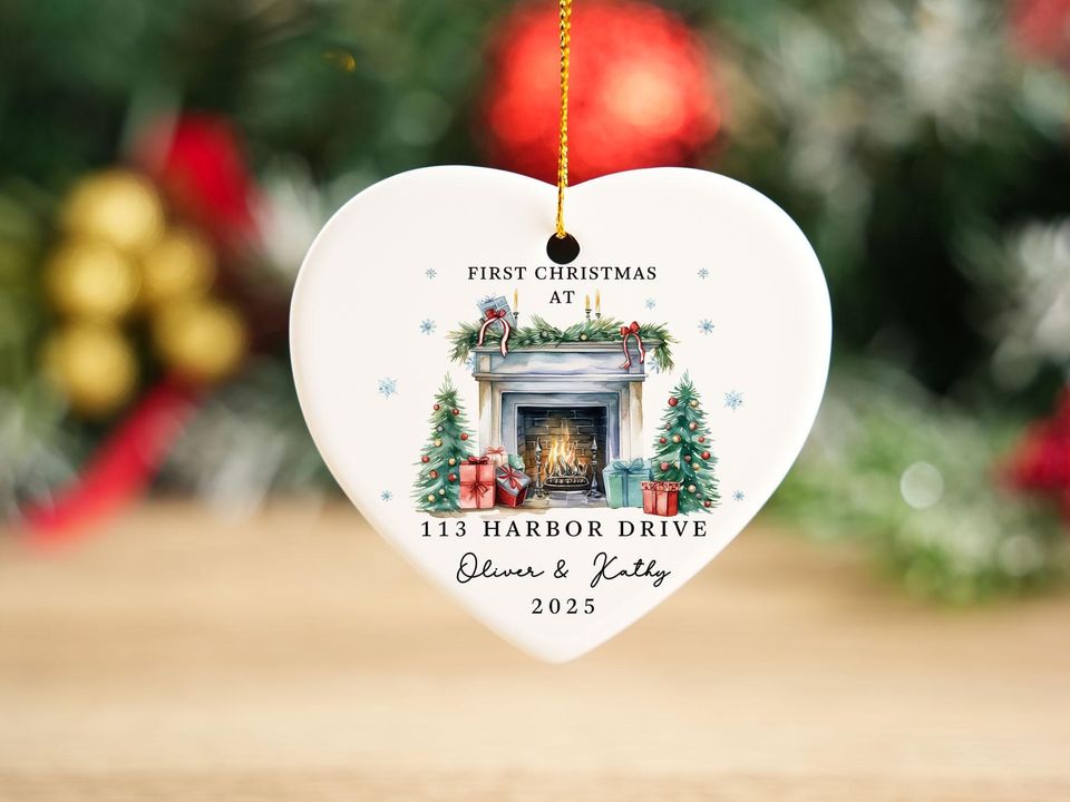 Personalized Christmas Ornaments,Custom Hanging Christmas Ornaments,Personalised New Home Bauble,Ceramic Xmas Tree Decoration,Christmas Gift