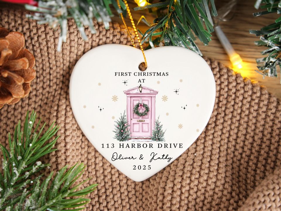Personalized Christmas Ornaments,Custom Hanging Christmas Ornaments,Personalised New Home Bauble,Ceramic Xmas Tree Decoration,Christmas Gift