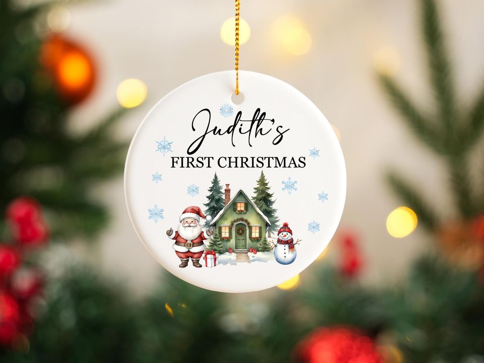 Personalized Christmas Ornaments,Custom Hanging Christmas Ornaments,Personalised New Home Bauble,Ceramic Xmas Tree Decoration,Christmas Gift