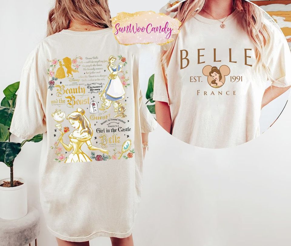 Belle Shirt, Retro Disney Princess Shirt, Disney Comfort Colors Shirt, Beauty And The Beast Shirt